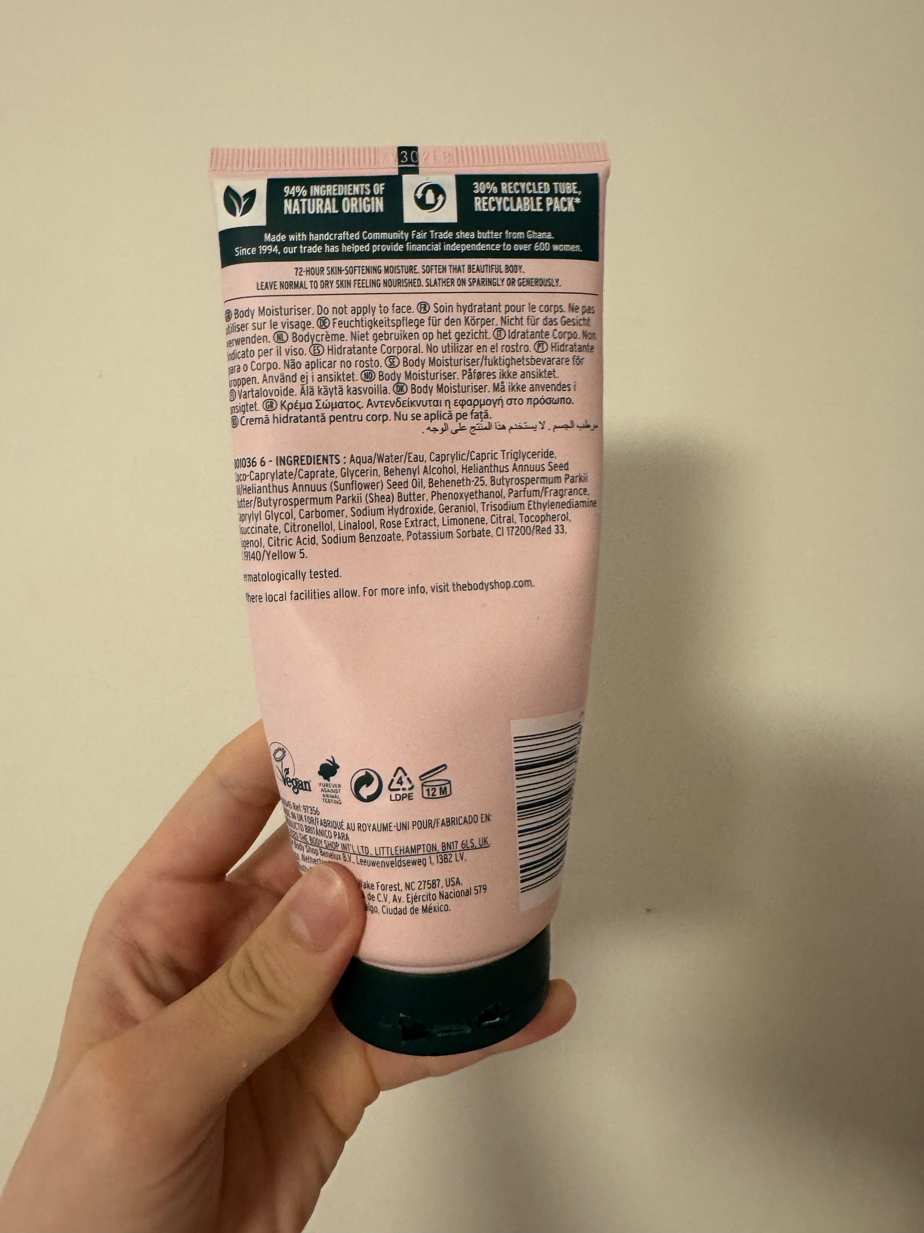 The Body Shop 英倫玫瑰身體補濕乳酪 真實評價/實測照片 byC**t 2