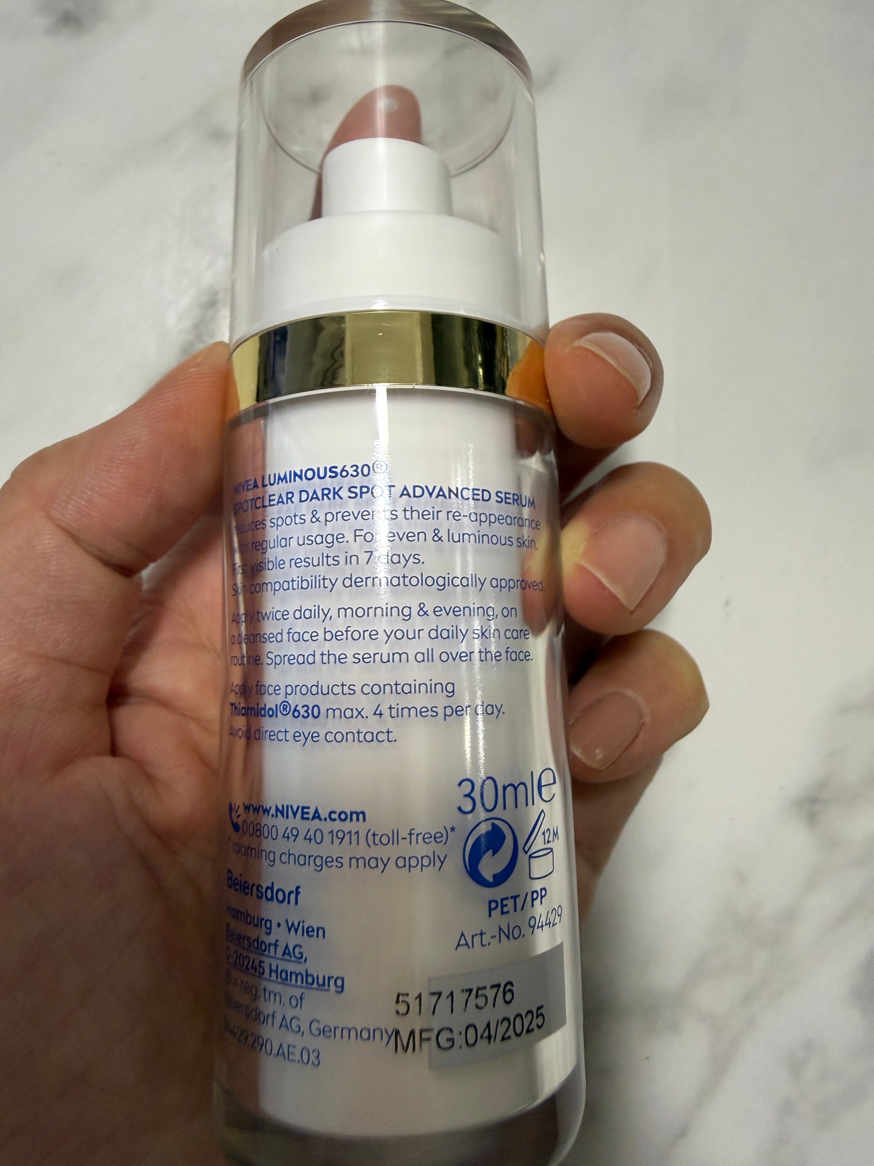 Nivea Luminous630 雙效淡斑透白精華 真實評價/實測照片 bygin**************com 1