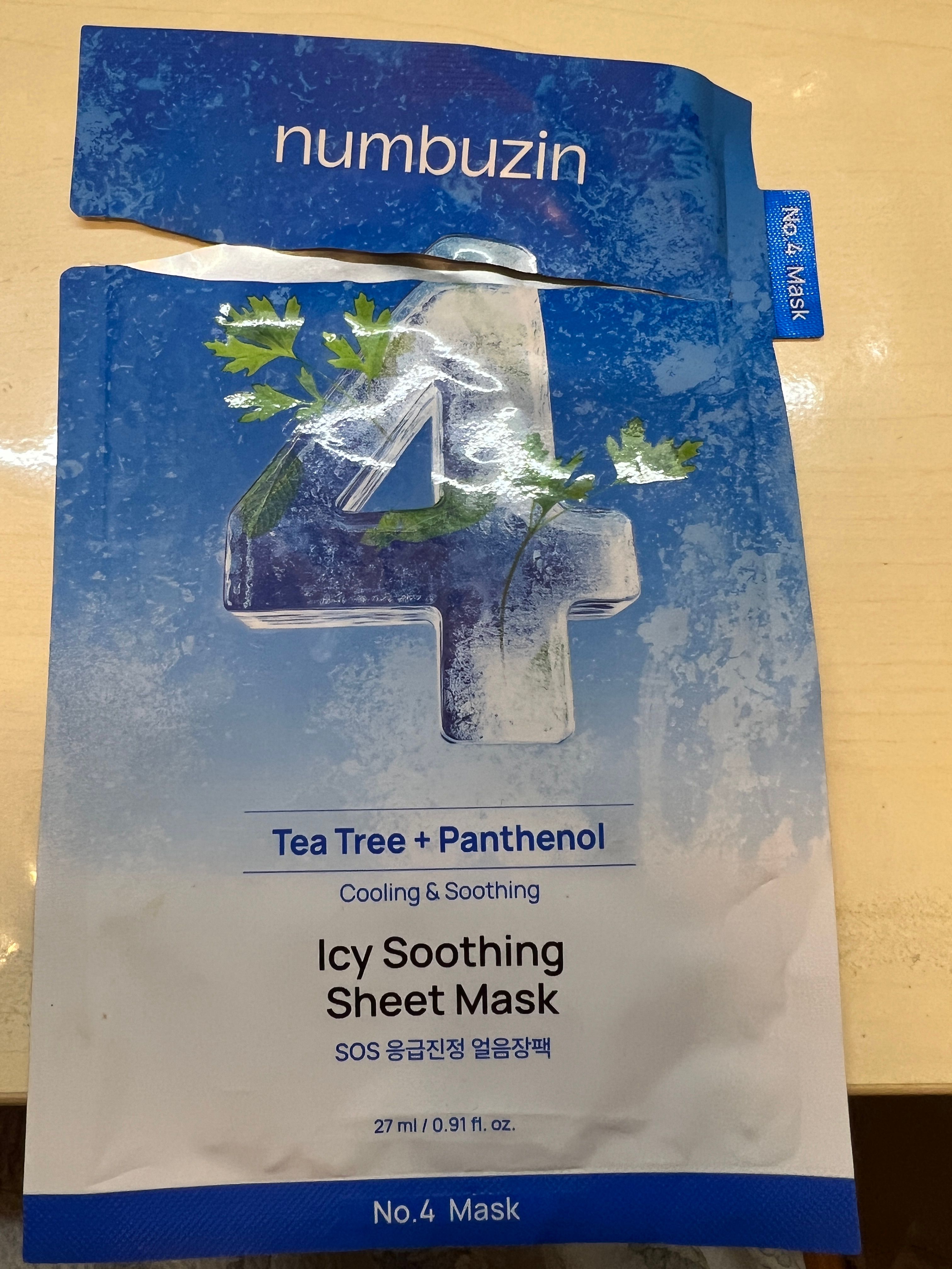 Numbuzin No.4 SOS 冰爽舒緩艾草果凍面膜  真實評價/實測照片 bymch*************com 2