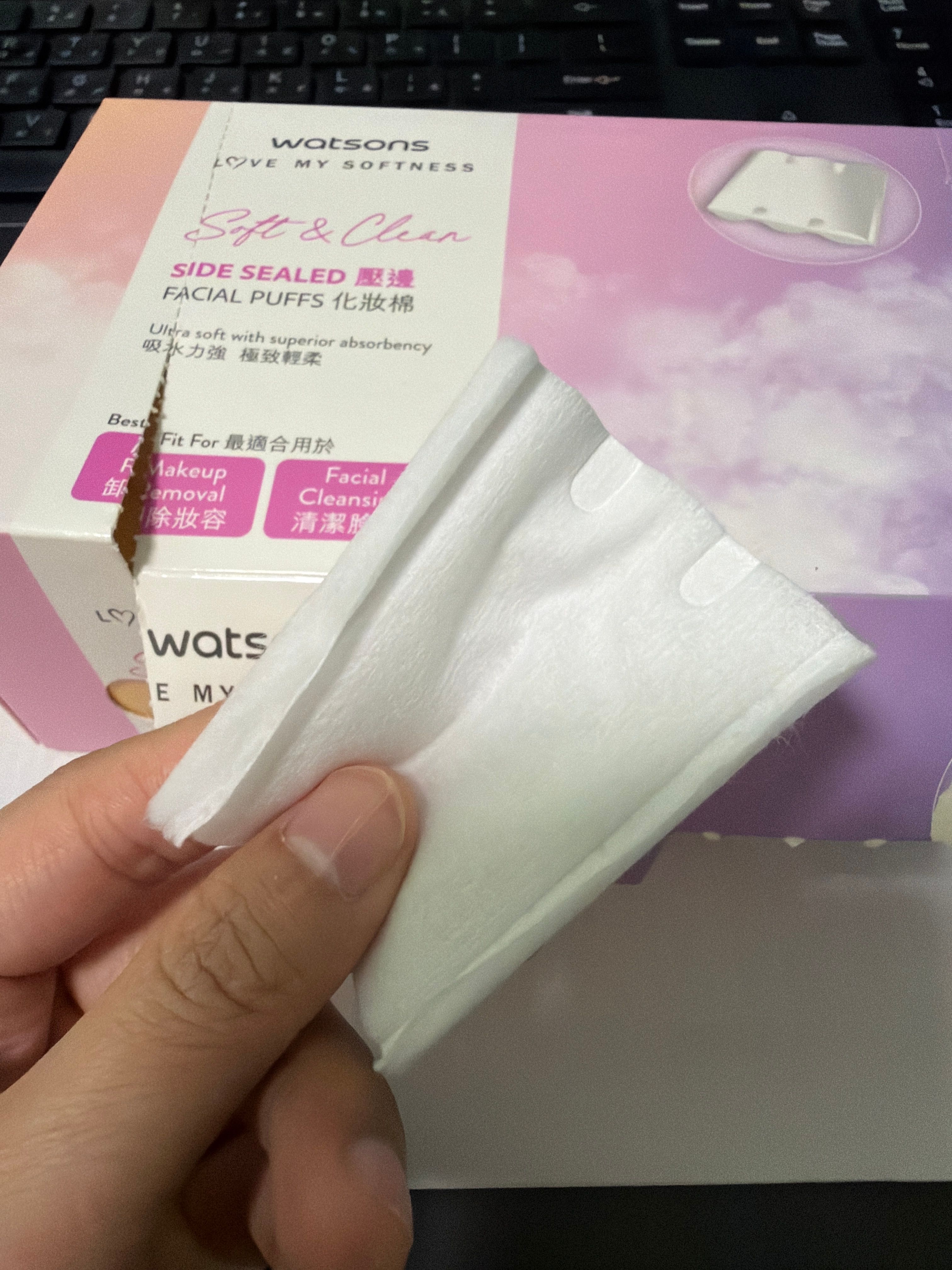WATSONS 屈臣氏 壓邊化妝棉 真實評價/實測照片 byK*i 1