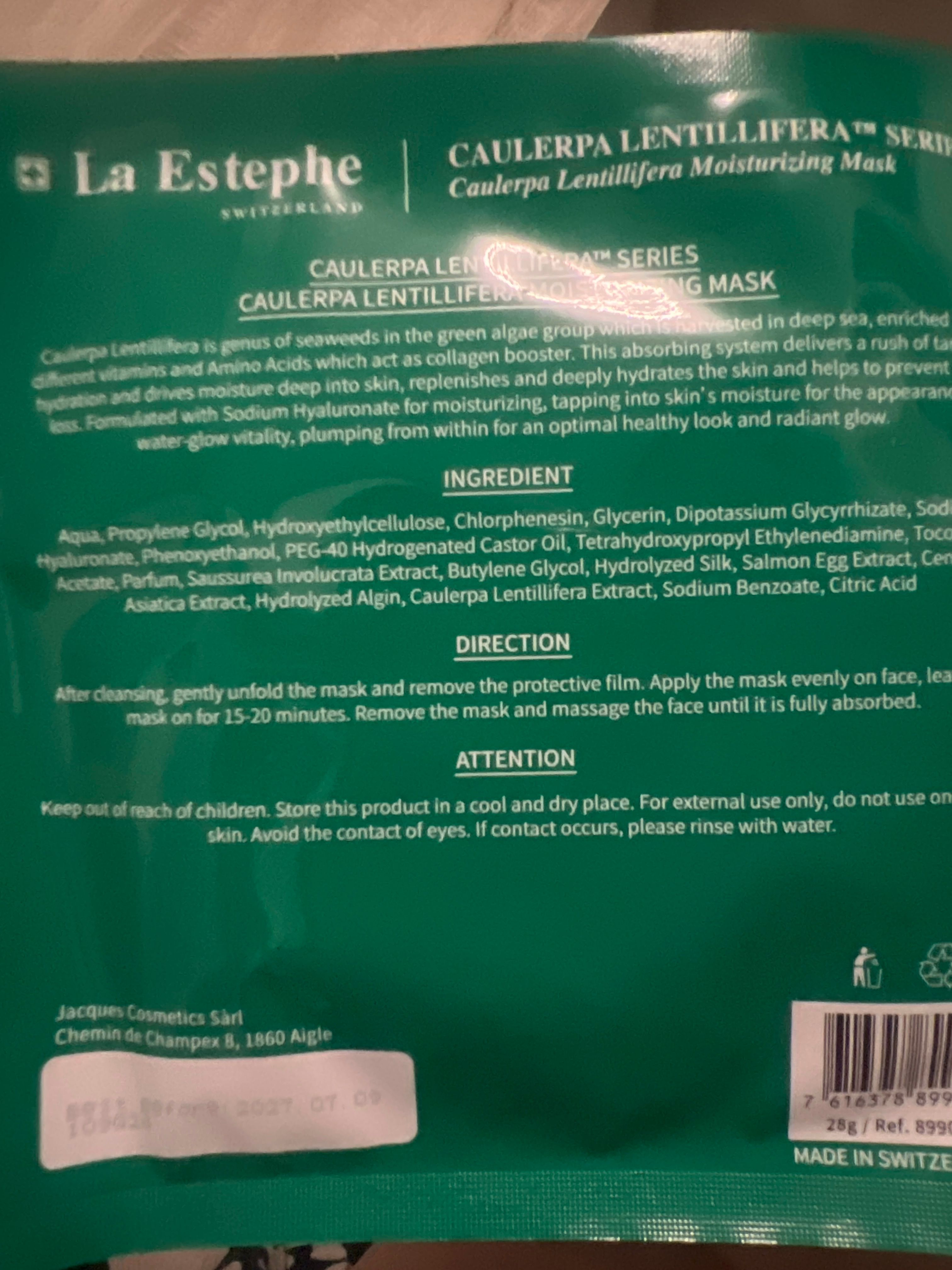 La Estephe 瑞士深海綠魚子精粹水凝保濕面膜 真實評價/實測照片 byAMY***UNG 2