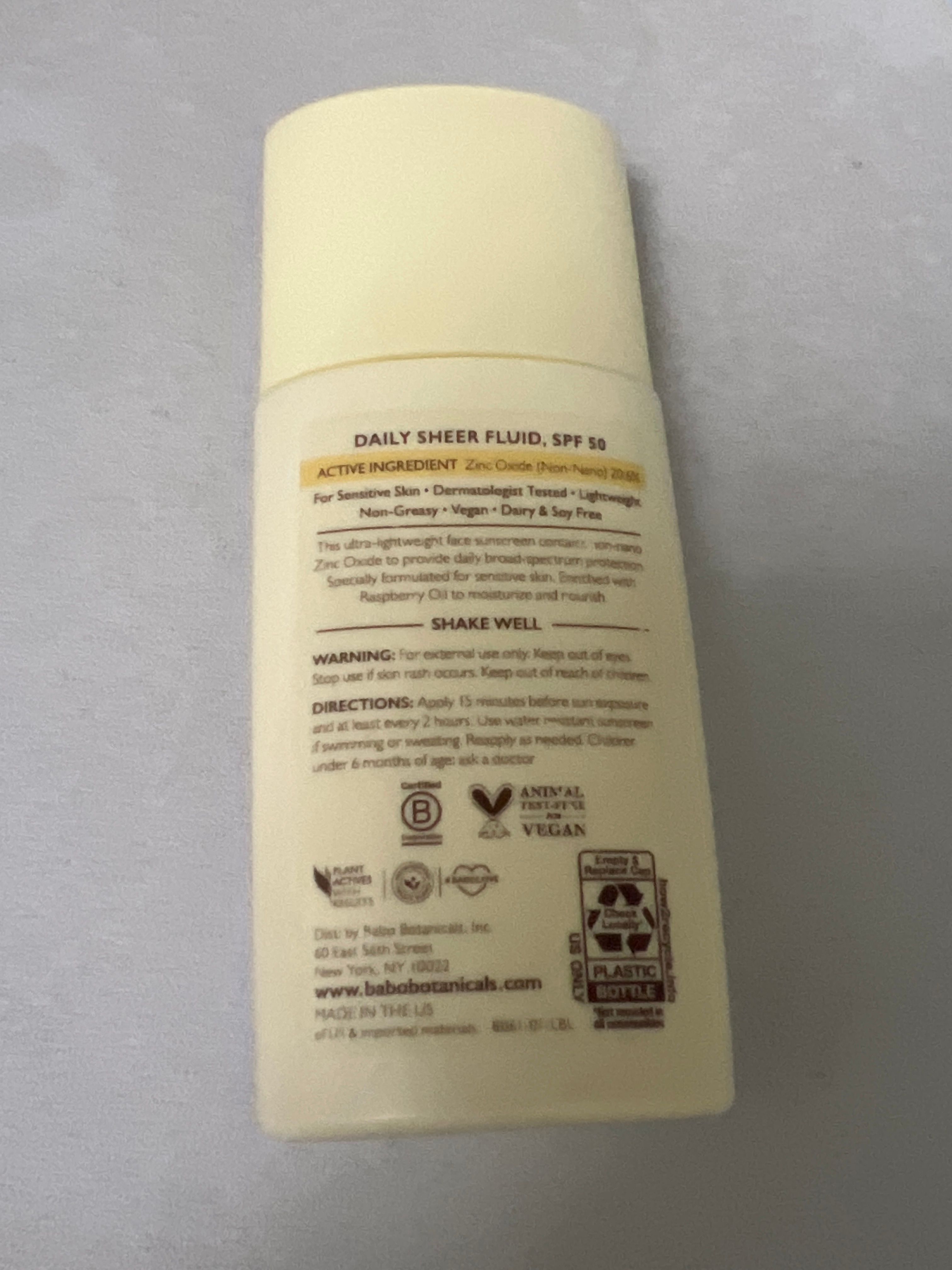 Babo Botanicals 日常透明液體礦物質抗曬霜 真實評價/實測照片 bycin***************com 2